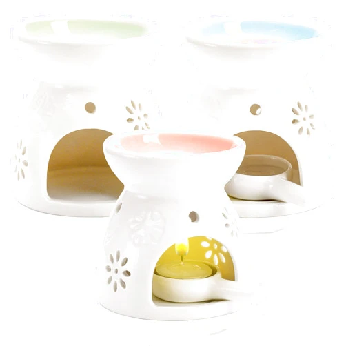 Yesland 3 Pack Ceramic Essential Oil Burner, Wax Melt Burners with Spoon Colored Tealight Candle Holder, Aromatherapy Aroma Burner for Home, Bedroom Decor, Christmas, Birthday, Wedding Gift