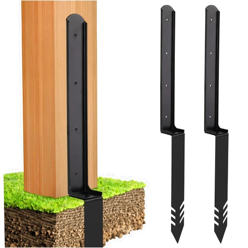 Ecmln 2PCS 2.55Ft Fence Post Repair - Heavy Duty Steel Fence Post Repair Stakes, Wooden Fence Post Repair Kit Fence Mender Anchor Ground Spike for Repairing Tilted Fence