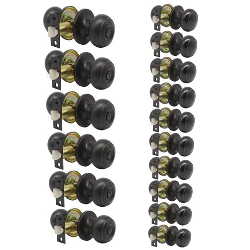 Probrico(6 Pack Privacy Door Knobs and (10 Pack) Passage Door Knobs Bundle, Oil Rubbed Bronze Interior Door Knobs for Bath Bed and Hall Closet