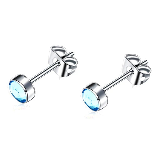 FACOKO G23 Titanium Studs Earrings Hypoallergenic Earrings Women Stud Earrings Nickel Free Dainty Earrings for Sensitive Ears 3mm/4mm/5mm Stone Size Options