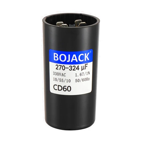 BOJACK CD60 270-324 uF 330 Volt 50/60 Hz Round Run Start Capacitor for AC Motor Run Condenser Straight Cool Heat Pump Pool Pump or Air Conditioner