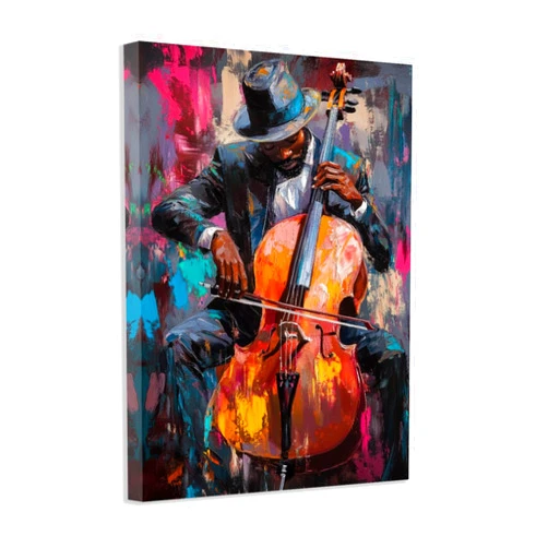 SWQYLB Black Music Wall Art Abstract Jazz Wall Decor African American Painting Canvas Musical Instruments Pictures Classroom Music Men Room Decor Framed (Black, (12.00
