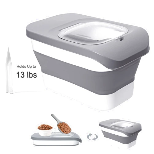 Pafino 10-13 Lbs Dog Food Container, Collapsible Dog Food Storage Container with Airtight Lid, Pet Food Scoop and Silicone Travel Bowl, Pet Food Storage Containers Dry Food for Dog, Cat and Other Pets