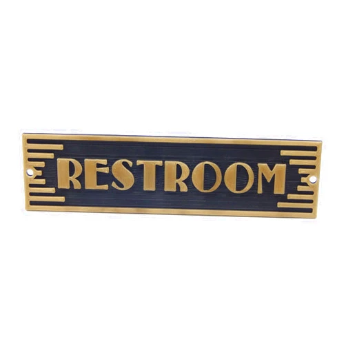 Medallurgy Restroom Bathroom Toilet Door Sign Art Deco Style Plaque for Home or Office Decor, Mount to Door or Wall, Choose Aluminum/Silver Colored Finish - Handmade in The USA