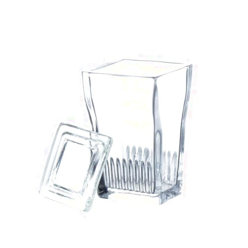QiMan Coplin Staining Jar Glass Staining Tank with Lid 9 Slide Capacity 140 ml