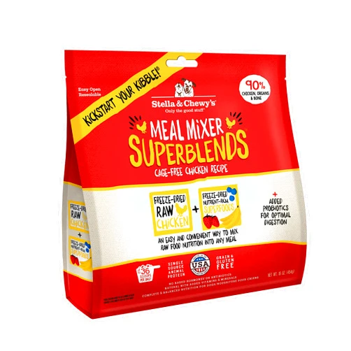 Stella & Chewy's Freeze Dried Raw Cage-Free Chicken Meal Mixers – SuperBlends Dog Food Topper – Grain Free, Protein Rich Recipe – 16 oz Bag
