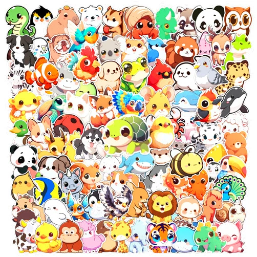 Baslaky 100PCS Cute Animal Stickers for Kids, Water Bottle Stickers for Teens, Waterproof Vinyl Stickers Pack,Aesthetic Kawaii Cartoon Stickers for Laptop Luggage Skateboard Computer Hydroflask Phone Bumper
