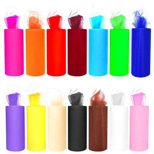 ICOSHOW 14 Colors Tulle Rolls 6” by 25 Yards (75 Feet) Rainbow Tulle Netting Fabric Spool for DIY Tutu Skirt Gift Bow Craft Wedding Party Decorations