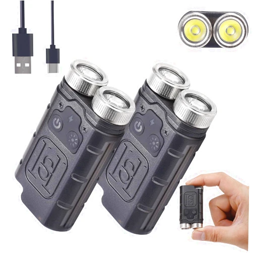KunHe K2 2 Pack 1000 High Lumens EDC Flashlight Super Bright Rechargeable USB C Mini Small Portable Keychain Pocket Flashlights
