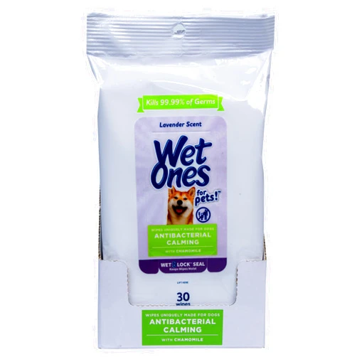Wet Ones for Pets Antibacterial Calming Wipes with Chamomile, Lavender Scent - Dog Cleaning Wipes - Scented, Durable and Disposable Dog Wipes for Paws, 30 Count
