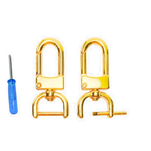 Willikiva Replacement D-Rings Swivel Snap Hooks Push Gate Clip Lobster Claw Clasp DIY Leather Craft Purse (Bright Gold,5/8inch)