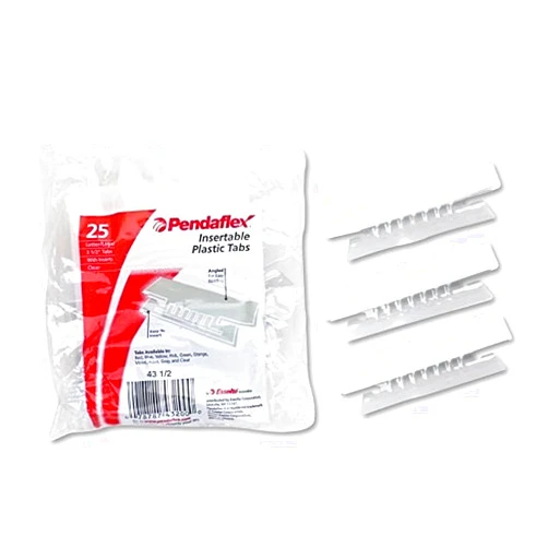 Pendaflex 43-1/2 Hanging File Folder Tabs, 1/3 Cut, 3 1/2 Inch, Clear/White, 25/Pack
