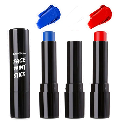 BADCOLOR 3PCS Blue White Red Face Body Paint Stick, Cream Blendable Eye Black for Softball Football Baseball Lacrosse American Flags, Professional Face Painting for Halloween SFX Independence Day
