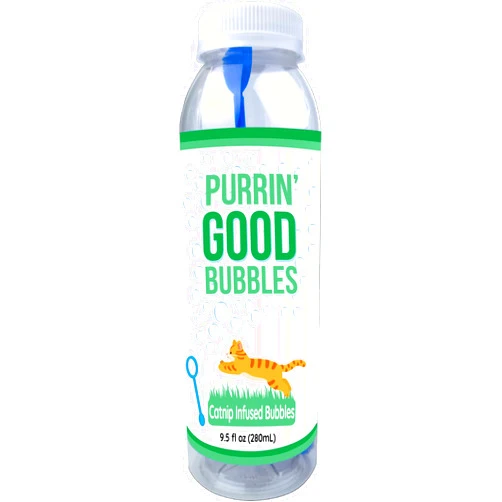Generic Purrin’ Good Bubbles, Cat Toy, 9.5 fl oz Natural Plant-Based Catnip Infused Bubble Solution, Green