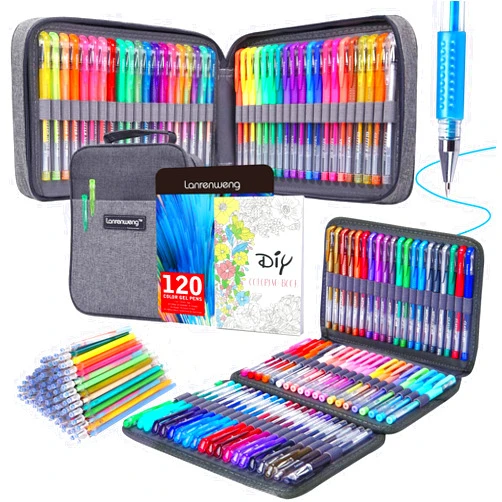 Nobrand 240 Pack Set 120 Colored Gel Pen with 120 Refills, Fine Tip Glitter Gel pens for Kids Adults Coloring Books Drawing Crafts Scrapbooks Bullet Journaling
