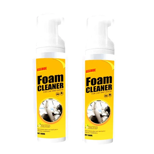 Choxila 2Pcs Multipurpose Foam Cleaner Spray 100ml, Foam Cleaner for car and House Lemon Flavor, All-Purpose Household Cleaners for Car and Kitchen (2 Pcs)
