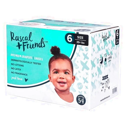 Generic Rascal + Friends Premium Diapers Size 6, 54 Count, White