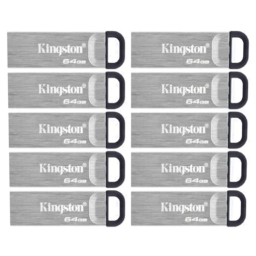 Kingston 64GB DataTraveler Kyson USB 3.2 Gen 1 200MB/s Read Metal Flash Drive (10-pack) (10 Items)