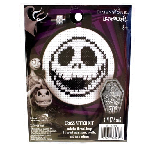 Dimensions 72-76926 Disney Tim Burton's The Nightmare Before Christmas Jack Mini Beginner's Cross Stitch Kit, 3