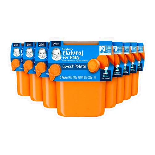 Gerber 2nd Food Baby Food Sweet Potato Puree, Natural & Non-GMO, 4 Ounce Tubs, 2 Count (Pack of 8)