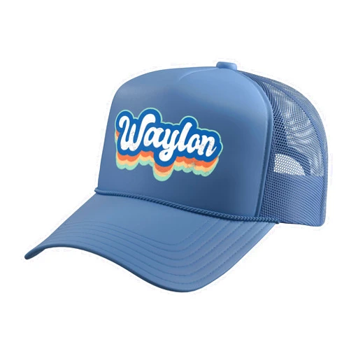 Retro Groovy Name Fathers Day outfit For Men Waylon First Name Boy Vintage Style 70s 80s Personalized Trucker Hat with Adjustable Mesh Back