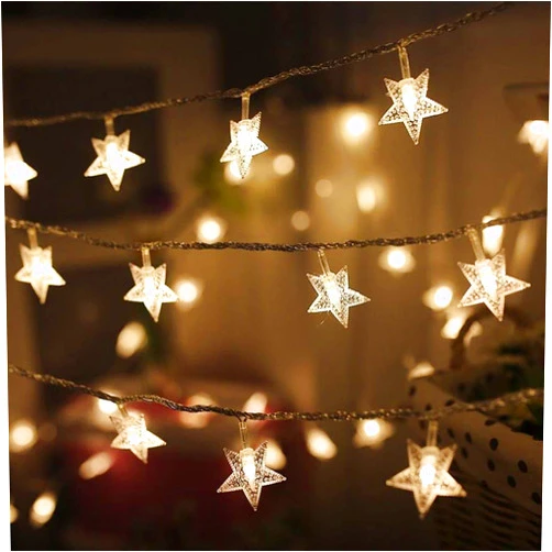 Twinkle Star 100 LED Star String Lights, Plug in Fairy String Lights Waterproof, Extendable for Indoor, Outdoor, Wedding Party, Christmas Tree, New Year, Ramadan, Garden Decoration, Warm White