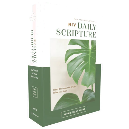 By Zondervan (Author) NIV, Daily Scripture, Super Giant Print, Paperback, White/Green, Comfort Print: 365 Days to Read Through the Whole Bible in a Year