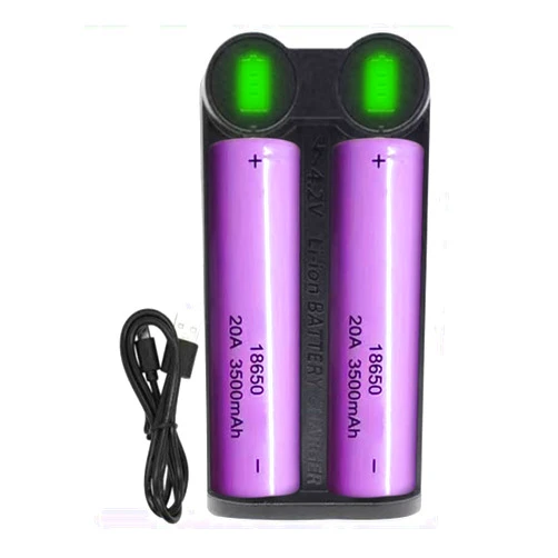 XONBDNOX Universal Smart 2 Slots 18650 Battery Charger Set,3500mAh Rechargeable Flat-top Battery for Led Flashlights, Cameras, Headlamps, Doorbells,Toys-2Pack