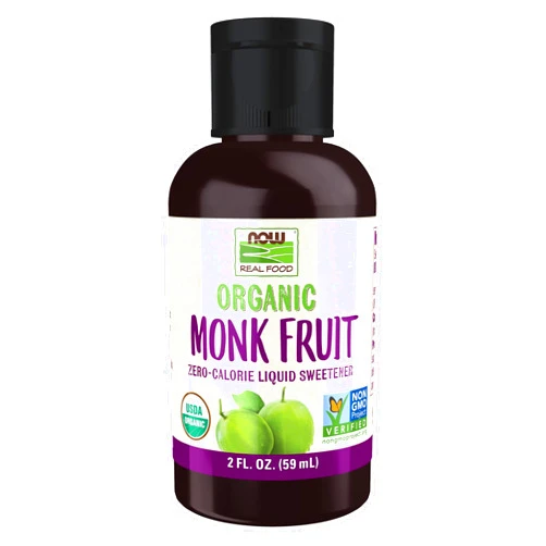 NOW Foods, Certified Organic Monk Fruit Liquid, Zero-Calorie Liquid Sweetener, Non-GMO, Low Glycemic Impact, 2-Ounce