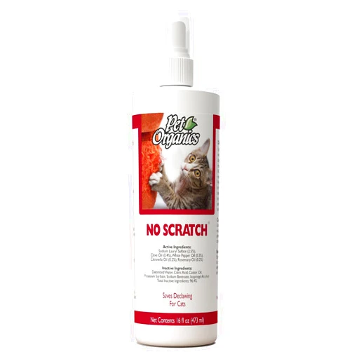 NaturVet Pet Organics No Scratch Spray for Cats – Pet Training Spray to Discourage Clawing, Cat Scratching – Safe for Carpet, Furniture, Drapes, Fabric – cGMP Compliant – 16 Oz.