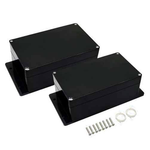 LMioEtool Junction Box IP65 Waterproof Dustproof ABS Plastic Universal Electric Project Enclosure with Fixed Ear Black 6.2x3.5x2.5 inch (2pc)