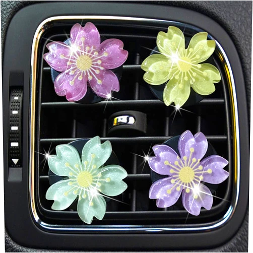 Galyacht NTRR Cute Daisies Vent Clip, 4Pcs Flowers Car Charm Air Vent Accessories Cute Automotive Interior Trim Car Decorations Gift for Girls & Women - Yellow,Red,Purple,Blue