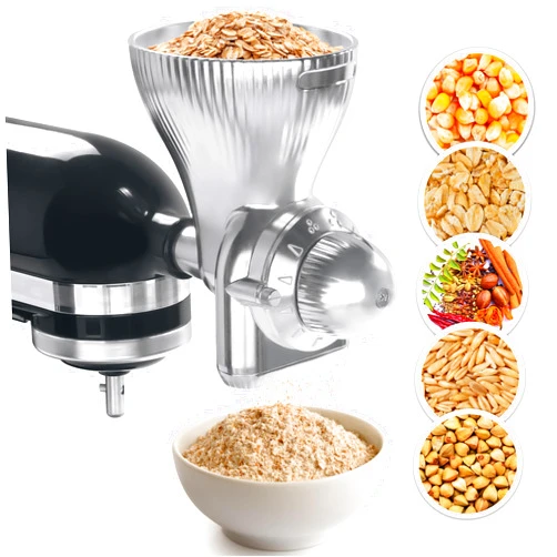 GLINK All Metal Grain Mill Attachment Fit for KitchenAid Stand Mixer,12 Levels Flour Grinder Accessories, Grain Mill Attachment Fit for Grinding Wheat, Corn, Oats, Buckwheat, Millet and Other Cereals