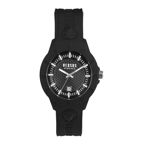 Versus Versace Mens Tokyo. Sporty Fashion Watch with Date Function. Adjustable Silicone Strap. Includes Travel Gift Pouch.