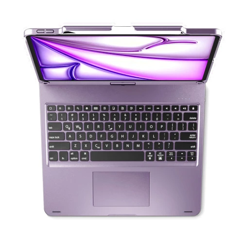 Edaiser Swivel Keyboard Case for Apple iPad Pro 12.9 inch 6th Generation 5th 4th 3rd Gen; Wireless Rotatable Cover with Pencil Holder, Multi-Touch Trackpad, Backlit, Metallic Purple