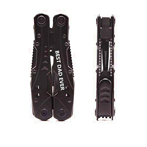 WASTIME Personalized Gift for Men Dad Husband Son - Multitool Camping Tool Survival Gear, All in One Tools Stainless Steel Sturdy Multitool (BEST DAD EVER -B)