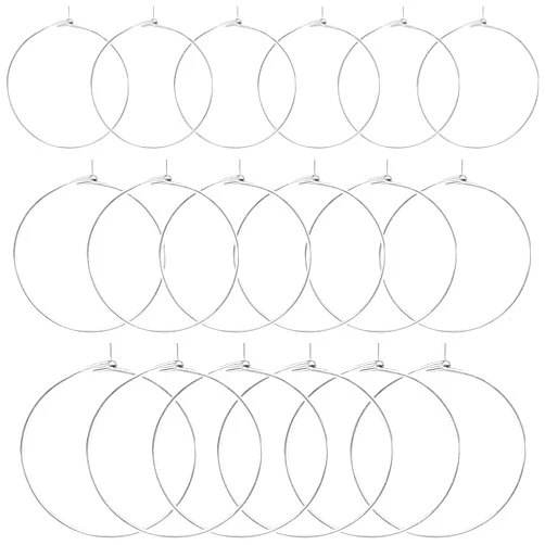 Ausejopeac 60 PCS Beading Hoop Earring Finding 925 Sterling Sliver Plated Open,Hypoallergenic Round Beading Hoop Open Beading Hoop for Jewelry Making DIY Crafts Art Creation Party Favor