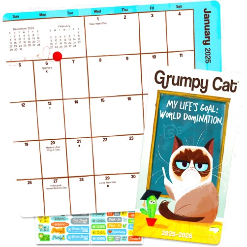 Platinum Series Grumpy Siamese Cat 2025-2026 Calendar - Deluxe Siamese Cat 2 Year Pocket Planner with 100+ Calendar Stickers | Grumpy Siamese Cat Office Supplies