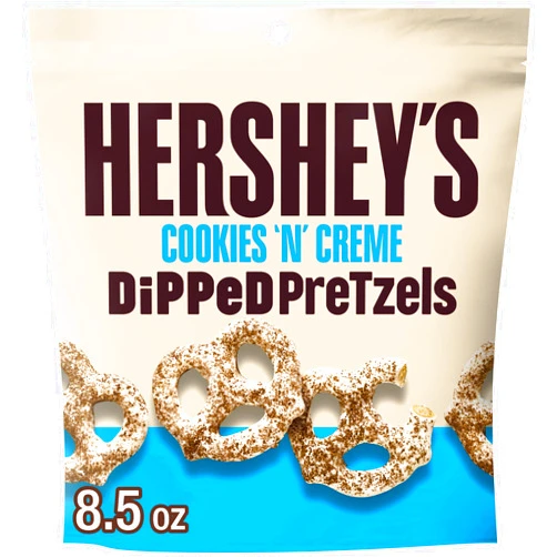HERSHEY'S Cookies 'n' Creme Dipped Pretzels Bag, 8.5 oz