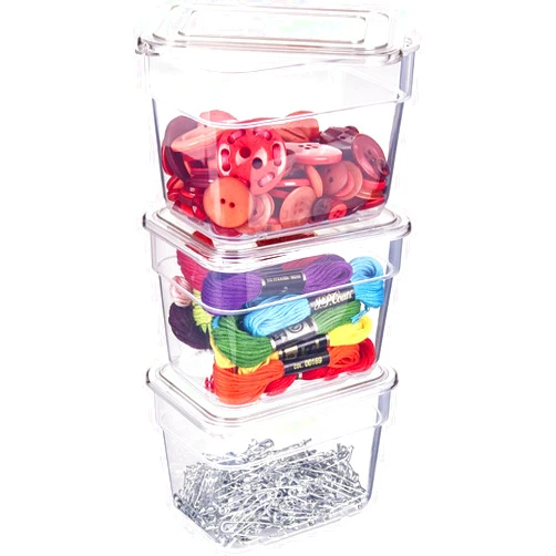 ArtBin 6969AG Bins with Lids 3-Pack, [3] Small Art & Craft Organizer Boxes, Clear