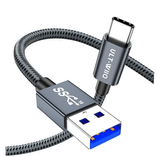 ULT-WIIQ USB A to USB C Cable 1FT High Speed 10Gbps Data Transfer USB Type C Cable Fast Charging QC 3.0 AFC Short Braided USB to USB C Charger Cable for iPhone 15 Series Samsung and More Smartphon.