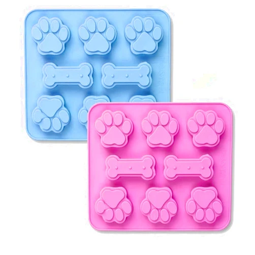 Reizbrto 2 Pack Food Grade Silicone Molds Paw and Bone Mold Frozen Dog Treat Molds for Baking Ice Cubes Candy Dog Treats
