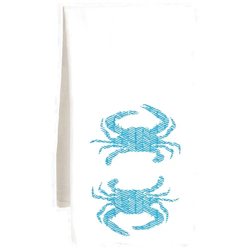 Live Nice Blue Crabs - Maryland Chesapeake Bay Food - Farm Flour Sack Kitchen Tea Towel