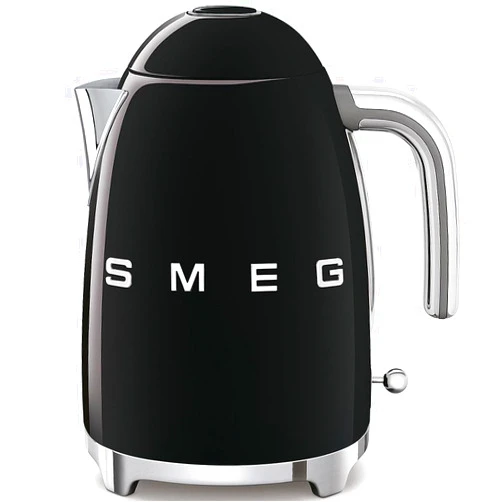 SMEG 50's Retro Style Electric Water Kettle with Automatic Shutoff, Removable Base, and Water Indicator, KLF03BLUS, Black