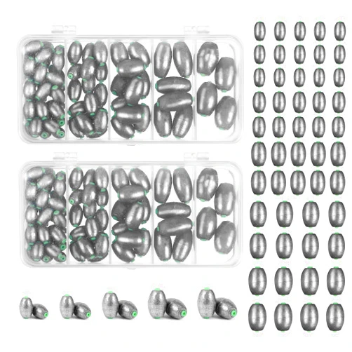 Poen Egg Sinkers Fishing Sinkers Kit Removable Oval Shape for Drop Bass Worm Bullet Tackle Casting Saltwater Freshwater Fishing