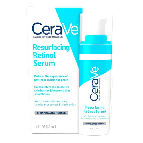 CeraVe Resurfacing Retinol Serum For Post Acne Marks, Formulated With Licorice Root Extract & Niacinamide, Brightening Serum & Pore Minimizer For Face, Post Acne Skin Barrier Repair, Non-Comedogenic