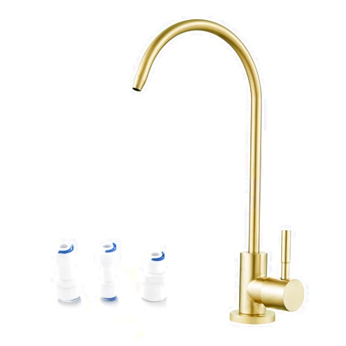 FVITA Drinking Water Kitchen Faucet Brushed Gold,Lead-Free 304 Stainless Steel Sink Filter Water Faucet Reverse Osmosis Water Filter Faucet RO Faucet Kitchen Water Tap,Brushed Gold