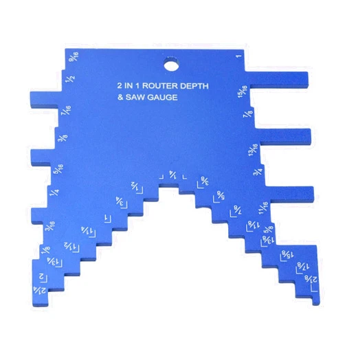 Giyochie Table Saw Height Gauge, 2 in 1 Aluminum Step Depth Gauge for Router and Table Saw can Adjust Cutting Height for Alignment and Calibration, Woodworking Measuring Tools (COLOR:Blue)
