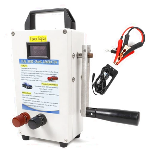 WETUSSEX Hand Crank Charger Generator Portable Power Station with Charging and Firewire Clamp, 150W Manual Power Supply Emergency Charger for Camping Outdoor Mobile Phone Computer Charging(TK-150W-S)