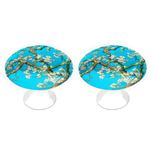 SEBNATAL Drawer Pulls for Bathroom Cabinet Cupboard Decorative, 2 Pack Beautiful Apricot Flower Blossom Art Door Handles with Installation Screw